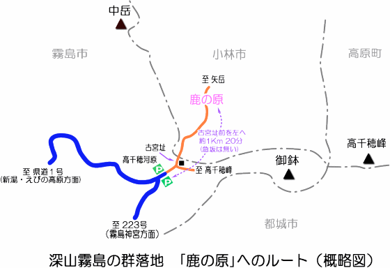 鹿の原(鹿ヶ原)概略地図 鹿の原(鹿ヶ原)概略地図