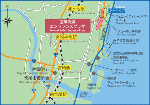 国際海浜エントランスプラザの地図(リーフレットより)