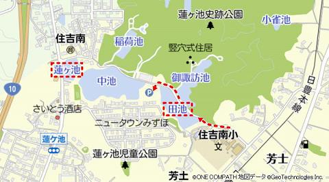 蓮ヶ池史跡公園周辺マップ(マピオンより)