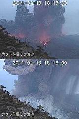 大浪池カメラ画像　新燃岳噴火