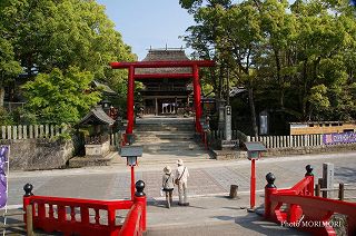 青井阿蘇神社　禊橋上より楼門を望む　