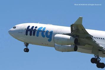 HiFly(ハイフライ航空) A340-313X OY-KBM 　宮崎空港にて　13