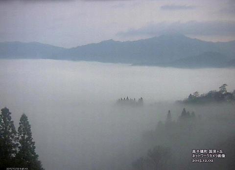 2015年12月2日の高千穂の雲海（高千穂町　国見ヶ丘設置カメラ）