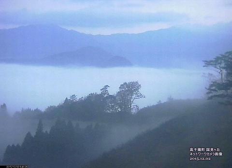 2015年12月2日の高千穂の雲海（高千穂町　国見ヶ丘設置カメラ）