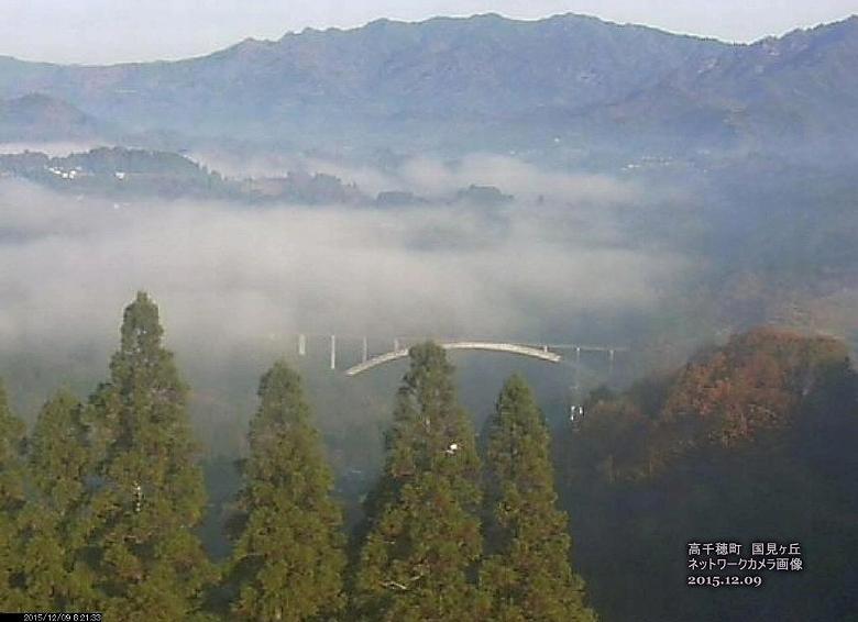 2015年12月9日の高千穂の雲海（高千穂町　国見ヶ丘設置カメラ）